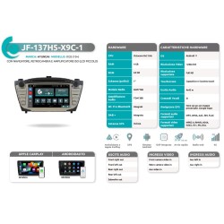 Autoradio CD/DVD per Hyundai IX35 dal 2010 con navi/retro/ampli e lcd piccolo di serie JF Sound JF-137H5-X9C-1