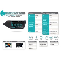 Autoradio per Kia Ceed dal 2012 con retro, navi e slot SDMAP JF Sound JF-139KC-3