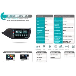 Autoradio per Kia Ceed dal 2012 con retro, navi e slot SDMAP JF Sound JF-139KC-3